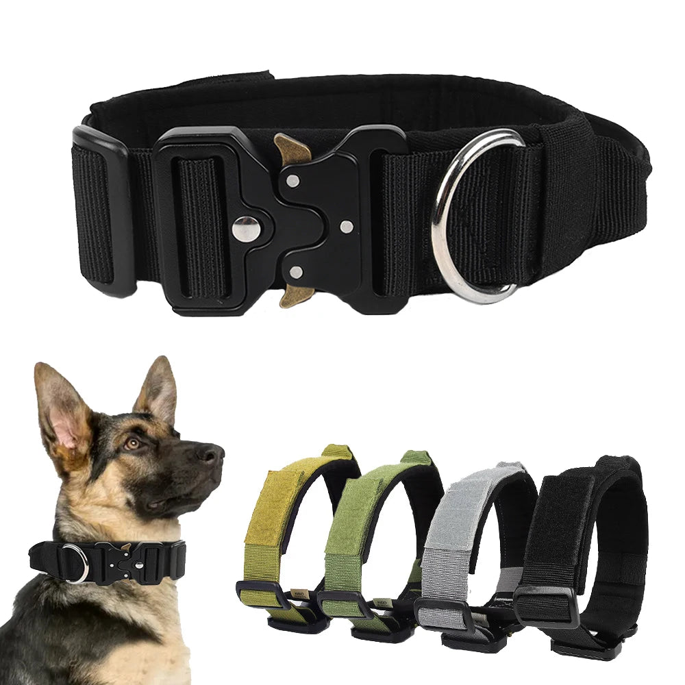 A Dog wearining a Adjustable Tactical Dog Collar with Control Handle with 5 more variants