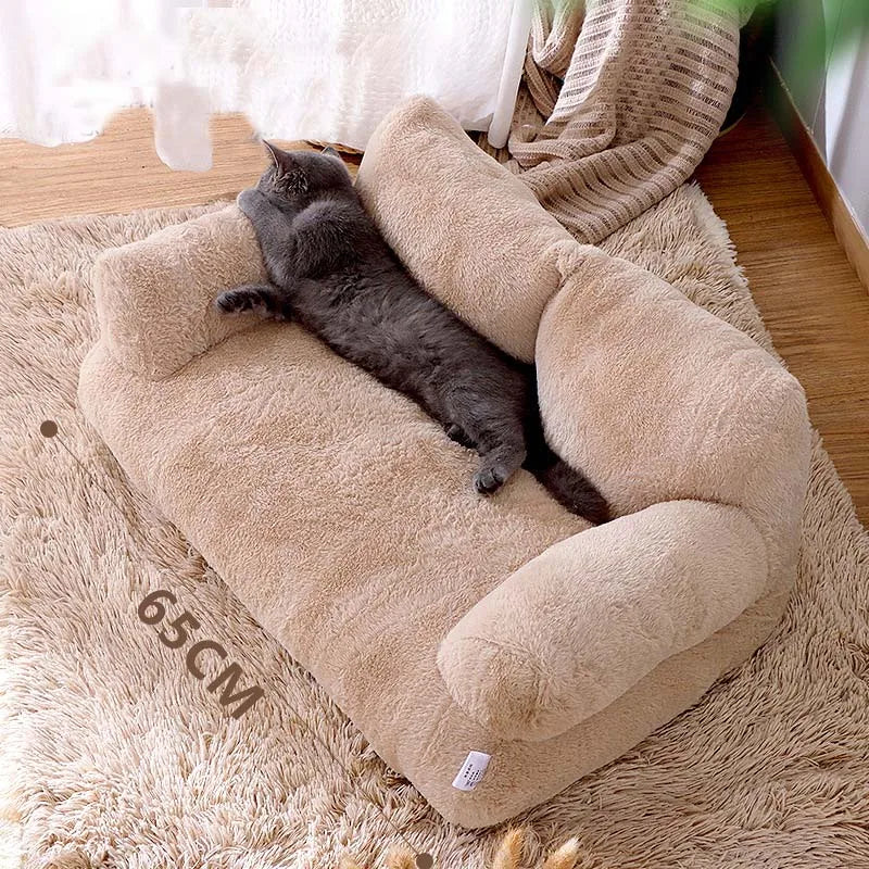 Cat on Luxury Soft Cat & Dog Bed – Washable, Non-slip Sofa for Pets 