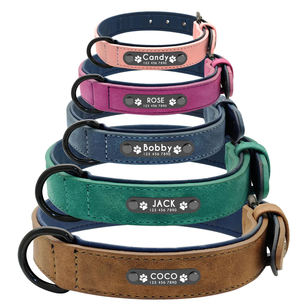 Personalized Leather Dog Collar & Leash Set – Engraved for Bulldogs & Pitbulls - Pet Oasis