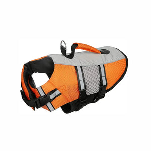 Orange Adjustable Reflective Dog Life Jacket in water