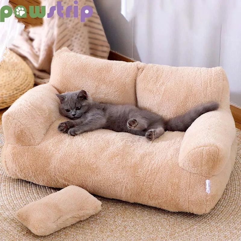 Cat on Luxury Soft Cat & Dog Bed – Washable, Non-slip Sofa for Pets 