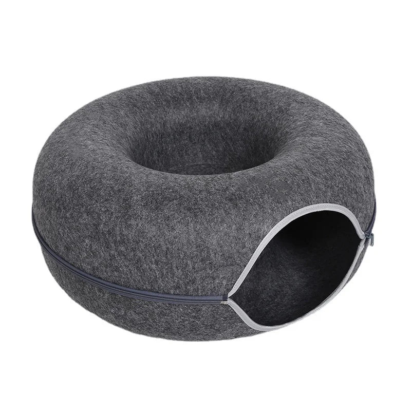 Donut Cat Bed Interactive Tunnel Pet Felt Indoor Toys Cats House Kitten Training Toy Cat Kennel Pets Supplies