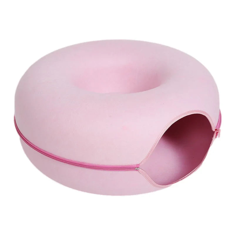 Donut Cat Bed Interactive Tunnel Pet Felt Indoor Toys Cats House Kitten Training Toy Cat Kennel Pets Supplies