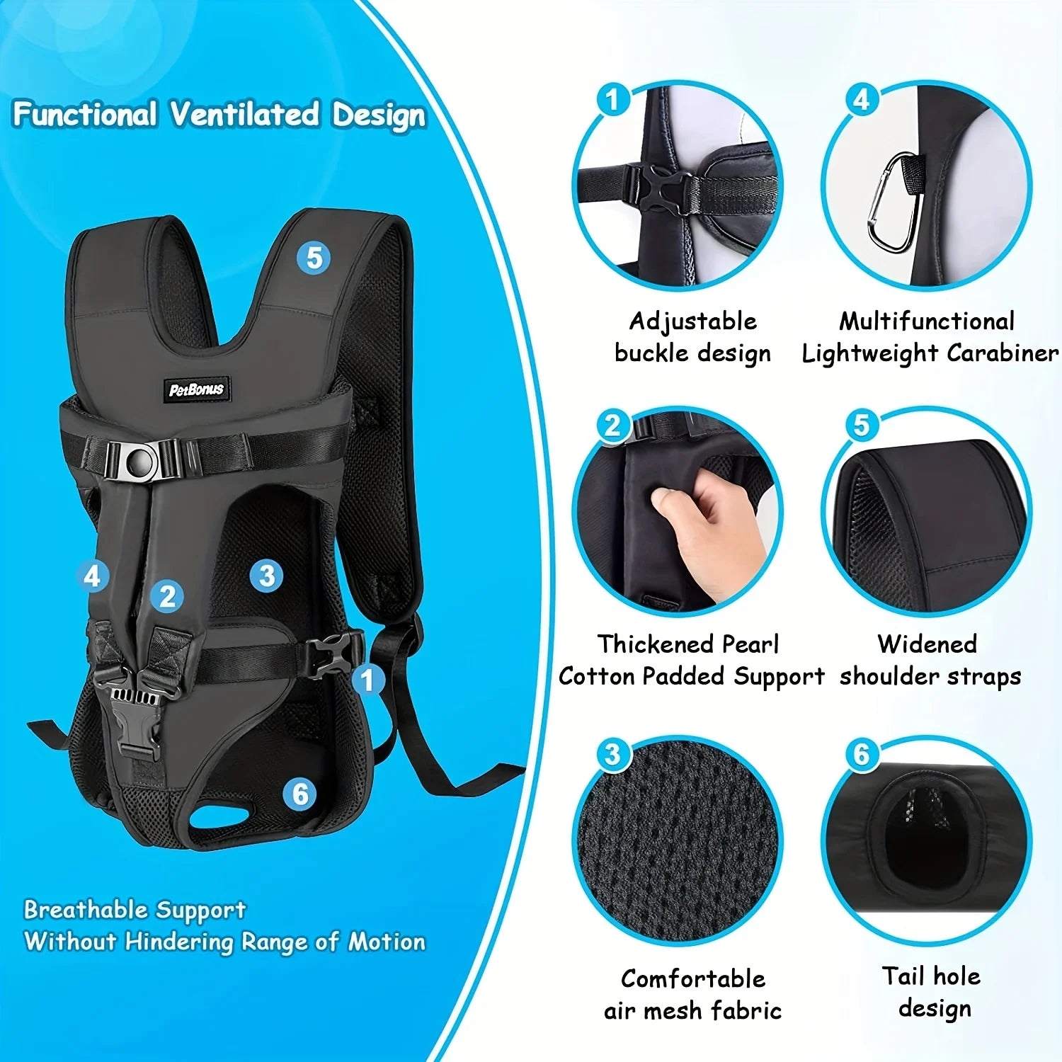 Hands-Free Dog Carrier Backpack for Small & Medium Dogs - Pet Oasis