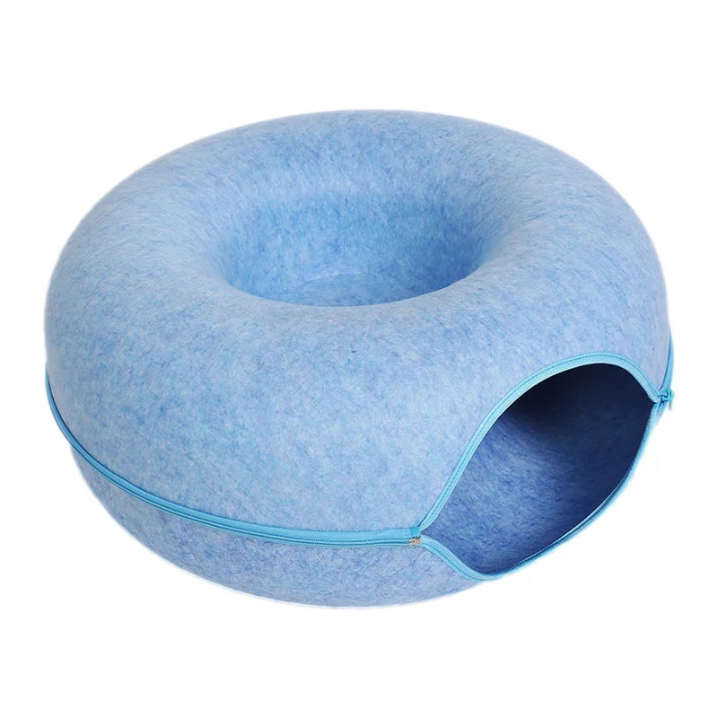 Donut Cat Bed Interactive Tunnel Pet Felt Indoor Toys Cats House Kitten Training Toy Cat Kennel Pets Supplies