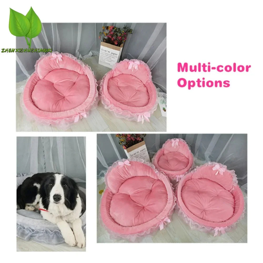 3D Bow Lace Princess Pet Bed – Soft, Detachable Dog Sofa - Pet Oasis