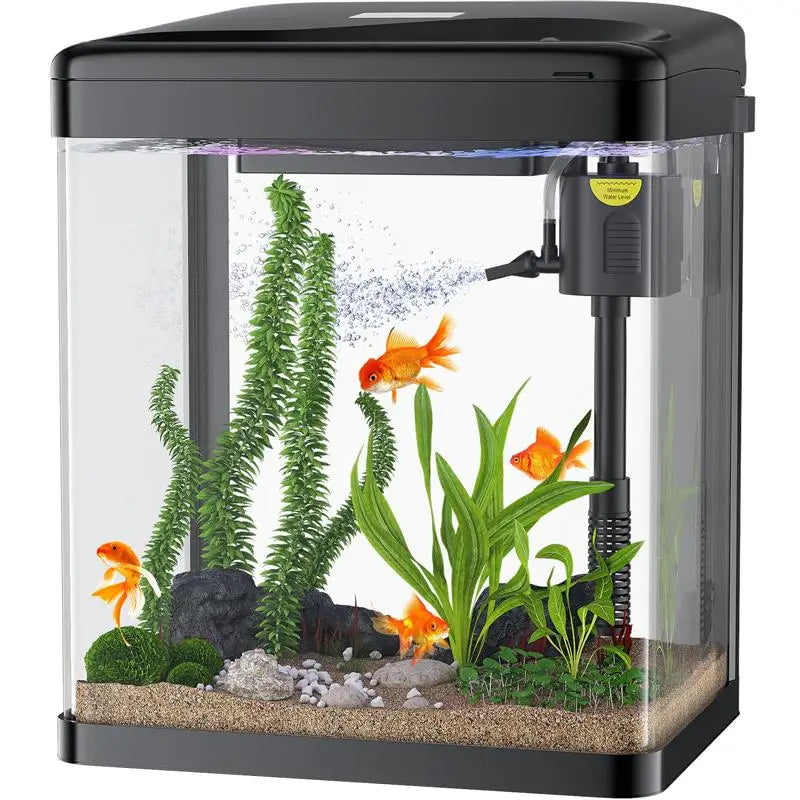 2-Gallon Glass Aquarium with Filter & Light – Perfect for Betta, Shrimp, Goldfish - Pet Oasis