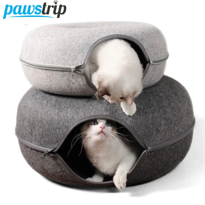 Donut Cat Bed Interactive Tunnel Pet Felt Indoor Toys Cats House Kitten Training Toy Cat Kennel Pets Supplies