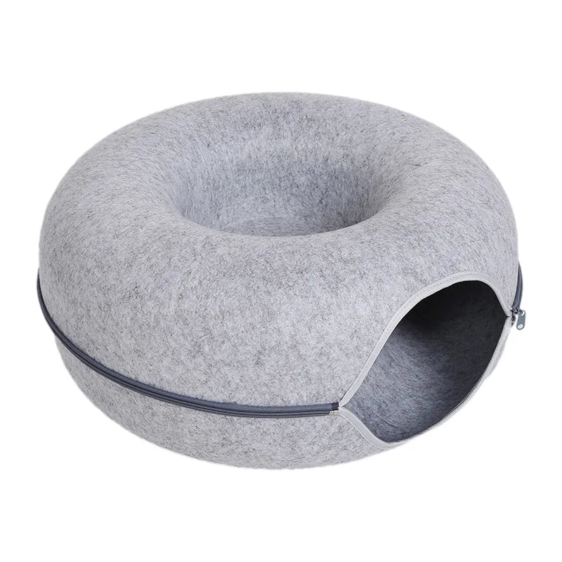 Donut Cat Bed Interactive Tunnel Pet Felt Indoor Toys Cats House Kitten Training Toy Cat Kennel Pets Supplies