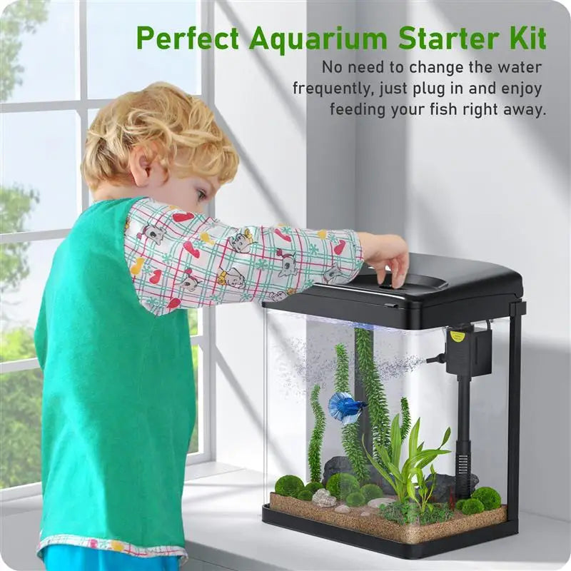 2-Gallon Glass Aquarium with Filter & Light – Perfect for Betta, Shrimp, Goldfish - Pet Oasis