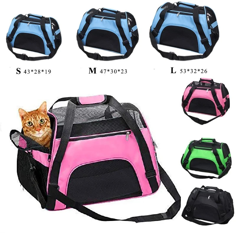 Portable Mesh Cat & Dog Carrier Bag – Foldable Travel Handbag - Pet Oasis