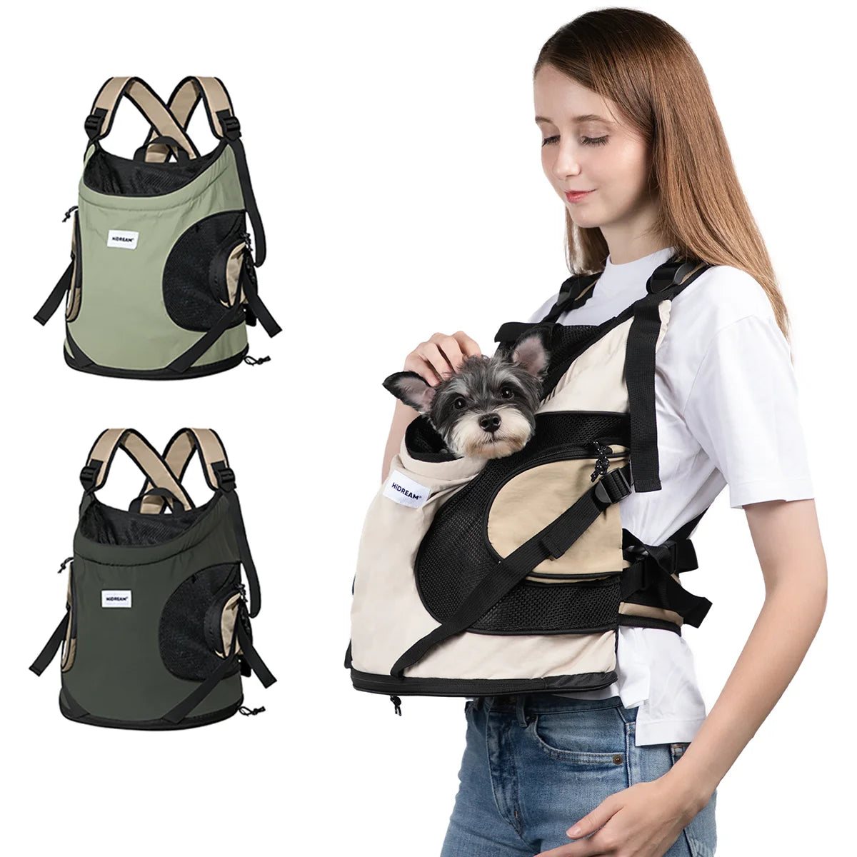 Portable Pet Sling Carrier – Breathable Canvas Backpack for Dogs & Cats - Pet Oasis