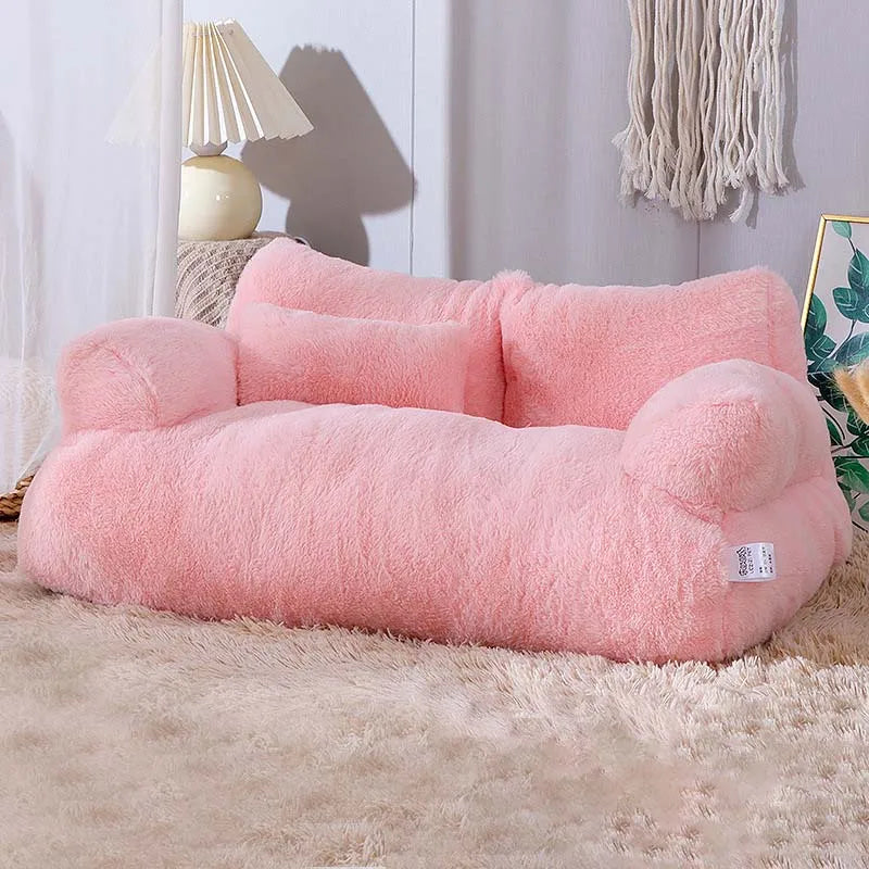 Pink Luxury Soft Cat & Dog Bed – Washable, Non-slip Sofa for Pets 