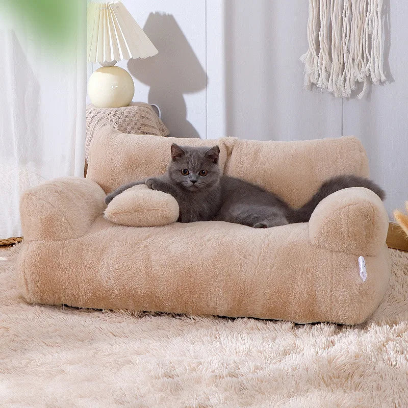 Cat on Luxury Soft Cat & Dog Bed – Washable, Non-slip Sofa for Pets 