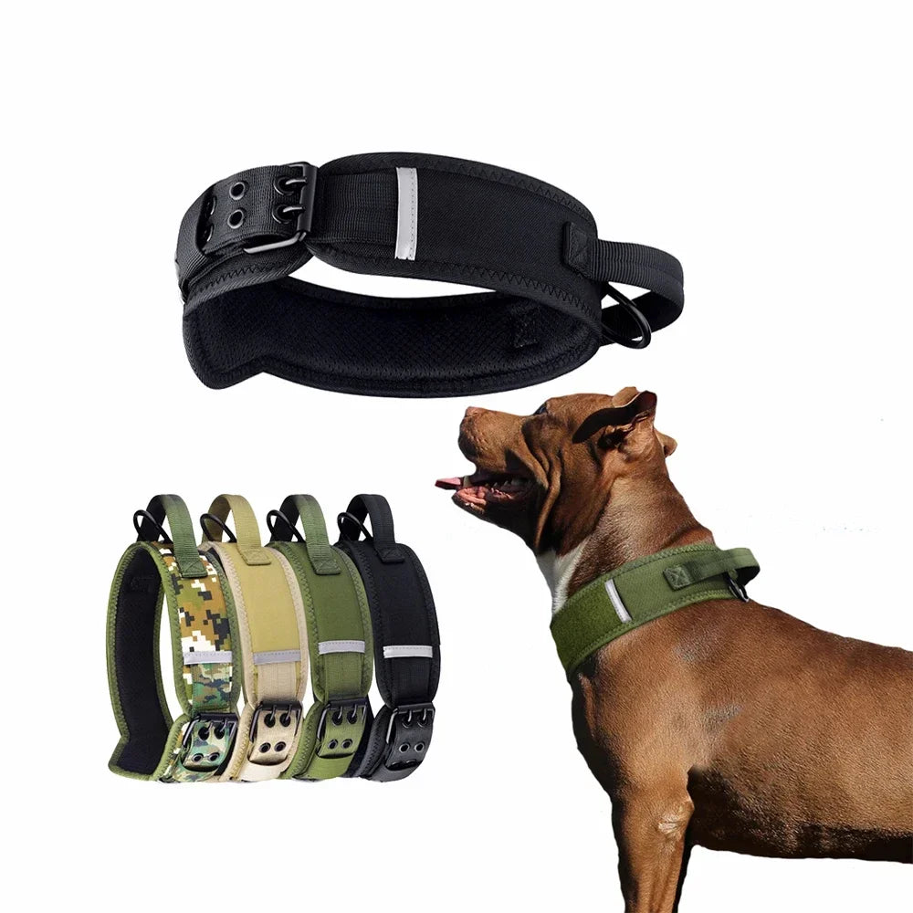 A Dog wearining a Adjustable Tactical Dog Collar with Control Handle with 5 more variants