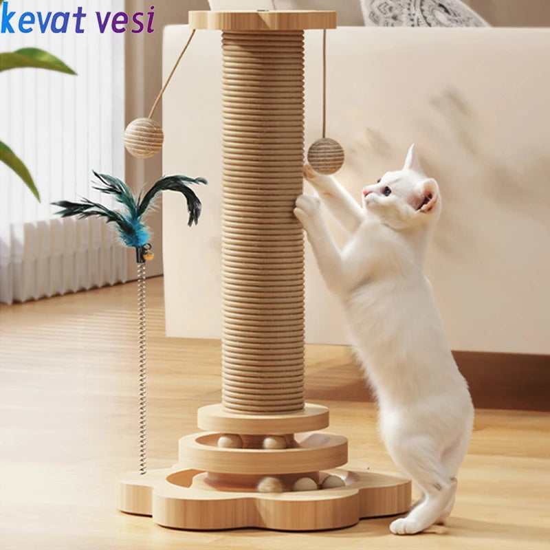 cat with Durable Sisal Cat Scratching Post